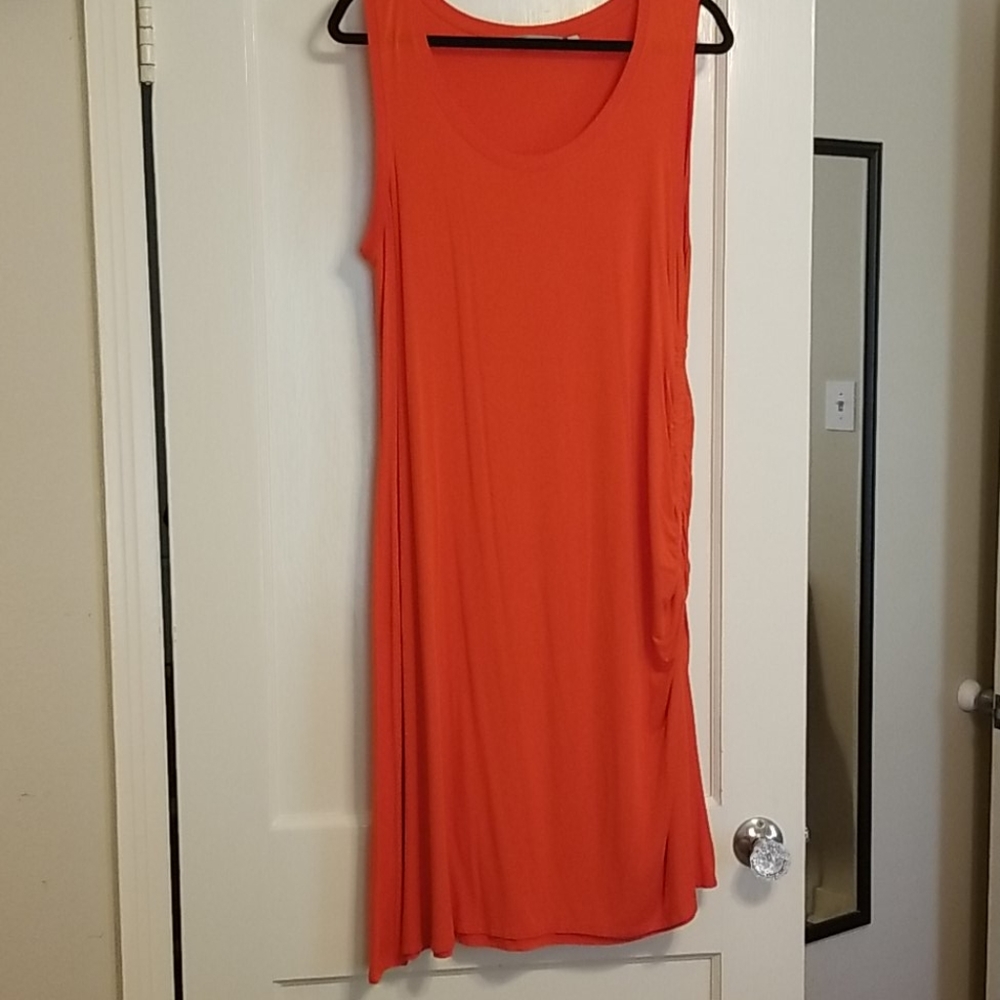 Athleta Orange Side Gather Dress - Size XL